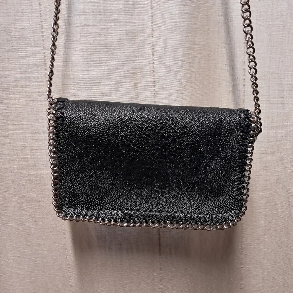 Sondra Roberts Silver Chain Leather Crossbody Bag